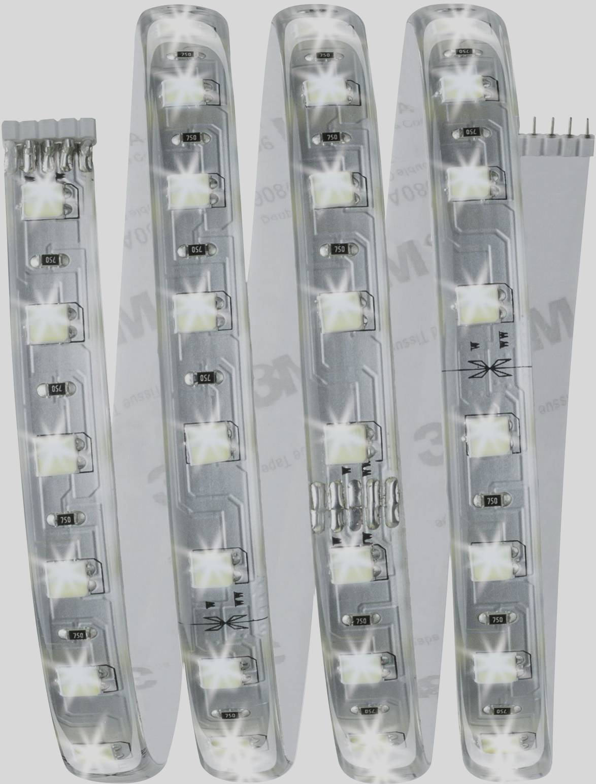 LED-Streifenbeleuchtung mit leuchtenden Segmenten, geeignet für dekorative oder funktionale Anwendungen in Innenräumen.