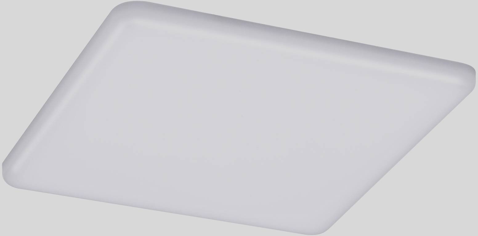 Quadratische LED-Deckenleuchte mit weißem, mattem Finish. Geeignet für moderne Wohn- oder Büroräume.