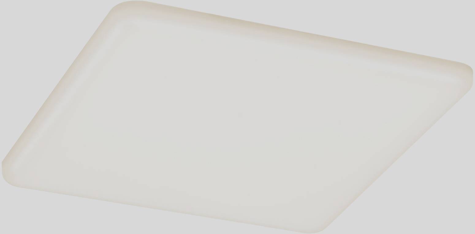 Weiße, quadratische LED-Deckenleuchte vor grauem Hintergrund, zeigt modernes und schlichtes Design für eine gleichmäßige Raumbeleuchtung.