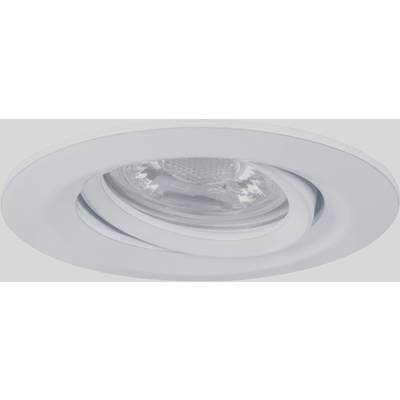 Einbau-Spotlicht in Weiß, mit schwenkbarem Rahmen zur Anpassung des Lichtwinkels. Perfekt für zielgerichtete Beleuchtung in Innenräumen.