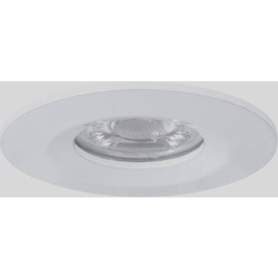 Weiße LED-Deckeneinbauleuchte, rund, mit klarem Glaseinsatz.