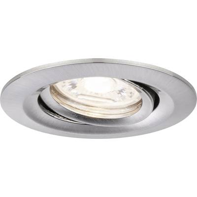 Einbauleuchte mit rundem, silbernem Rahmen, die nach unten gerichtetes Licht abgibt. Ideal für dezente Deckenbeleuchtung.