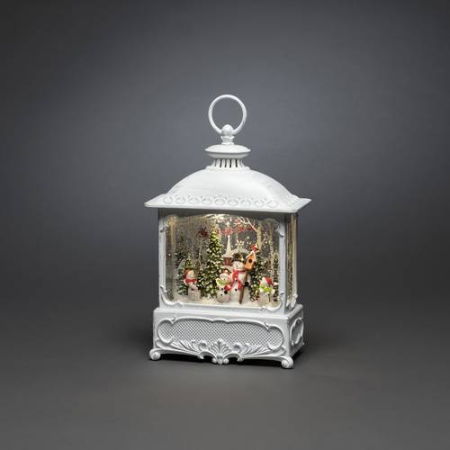 Konstsmide 4396-200 LED-Laterne Weihnachtsmänner mit Vögeln Warmweiß LED Weiß mit Wasser gefüllt, Timer, beschneit, mit ...