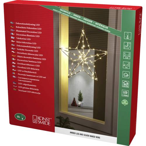 Konstsmide 1802-993 Türkranz mit Beleuchtung Stern Bernstein LED Silber EEK: G (A - G)