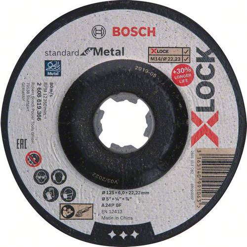 Bosch Accessories 2608619366 X-LOCK Schruppscheibe gekröpft Durchmesser 125 mm Bohrungs-Ø 22.23 mm Metall, Stahl, Eisen ...
