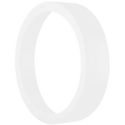 Ein weißer, runder 3D-Ring vor einem neutralen Hintergrund.