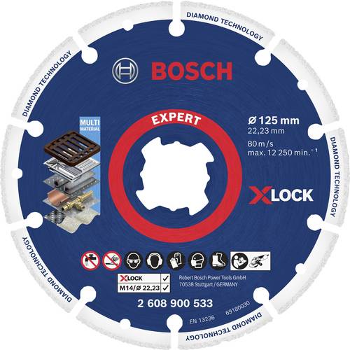 Bosch Accessories 2608900533 X-LOCK Diamanttrennscheibe Durchmesser 125 cm Bohrungs-Ø 22.23 mm Metall 1 St.