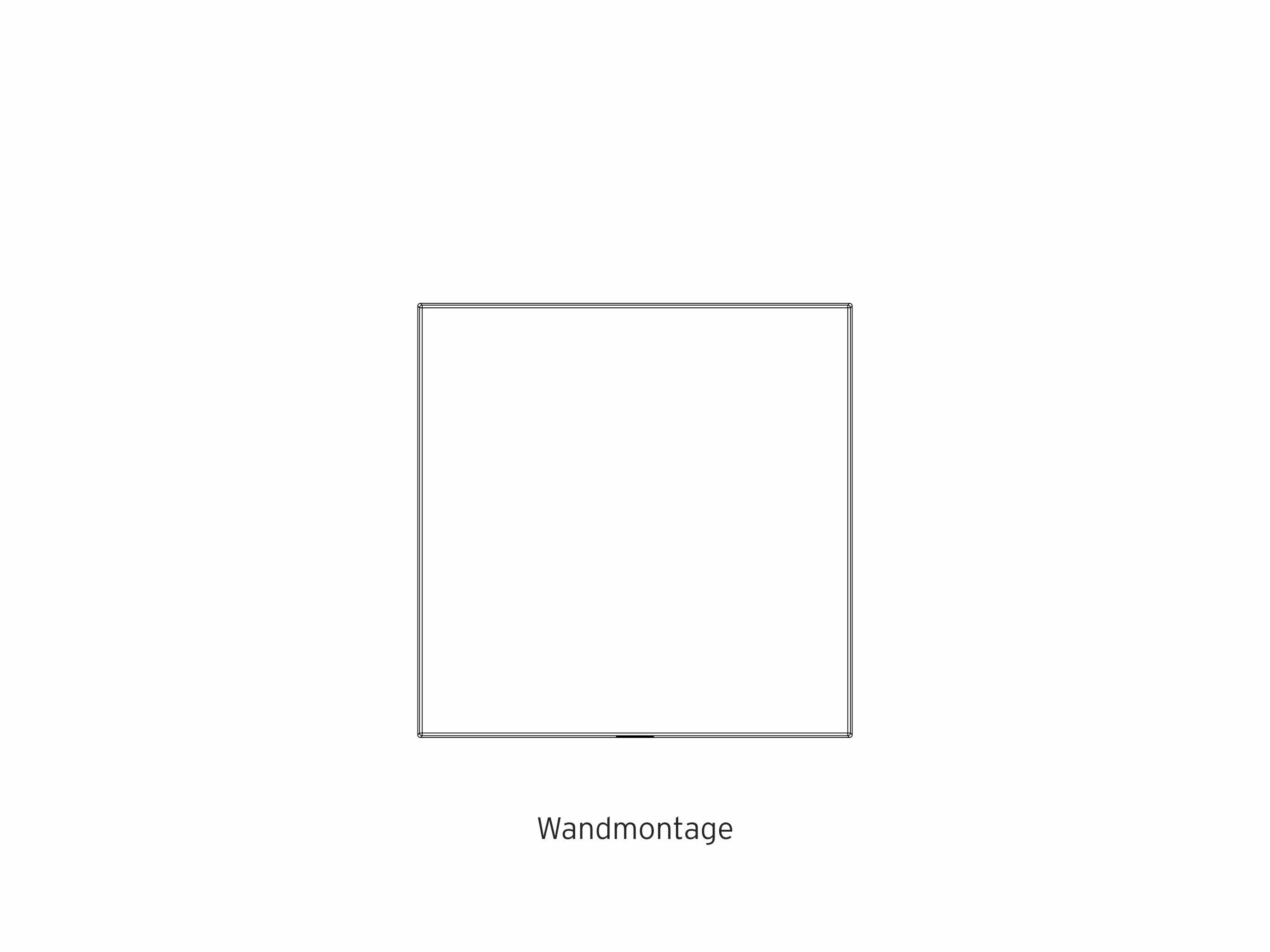 Eine leere graue quadratische Fläche, darunter steht der Text 'Wandmontage'.