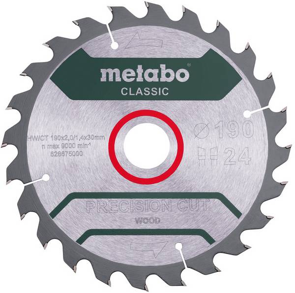 Metabo  628675000 Kreissägeblatt 190 x 30 x 1.4 mm Zähneanzahl: 24 1 St.