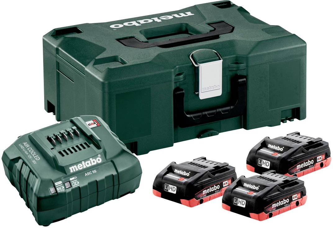 Metabo 685133000 Basic Set 3 x LiHD 4.0 Ah Werkzeug-Akku und Ladegerät 18 V 4 Ah LiHD