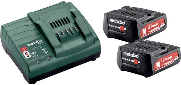 Metabo 685300000 Basic-Set 12V 2 x 2.0 Ah Werkzeug-Akku und Ladegerät  12 V 2 Ah Li-Ion