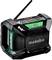 Kompaktes Metabo Baustellenradio mit integriertem Digitaldisplay, DAB+ Empfang, robustem Gehäuse und Antenne für optimalen Empfang.
