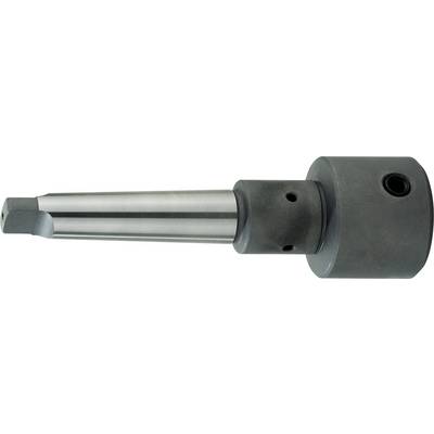 Metallisch-Drehmaschinen-Werkzeughalter mit konischem Schneidbit und großem zylindrischem Spannfutter auf weißem Hintergrund.