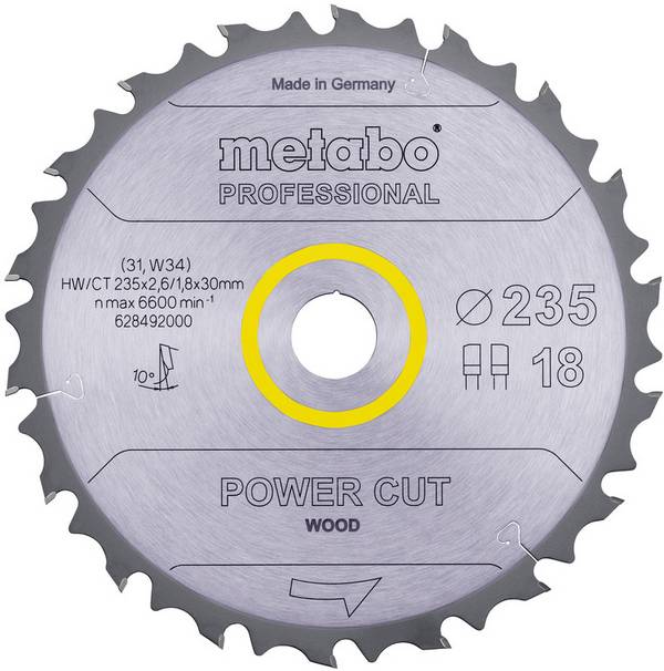 Metabo  628492000 Kreissägeblatt 235 x 30 x 2.6 mm Zähneanzahl: 18 1 St.