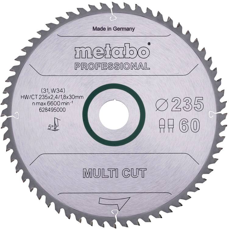 Metabo 628495000 Kreissägeblatt 235 x 30 x 2.4 mm Zähneanzahl: 60 1 St.