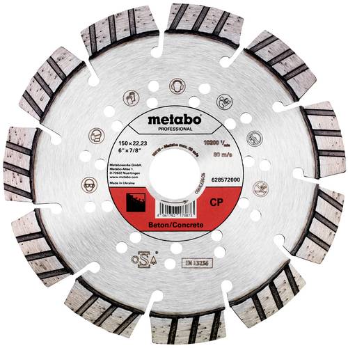 Thumbnail - Metabo 628572000 Diamanttrennscheibe Durchmesser 150 mm Bohrungs-Ø 22.23 mm 1 St.
