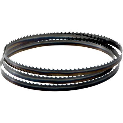 Ein Bandsägeblatt in Spiralform mit scharfen, gezackten Kanten, geeignet für Holz- oder Metallschneidarbeiten.