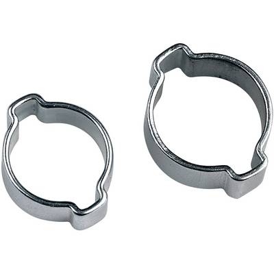 Zwei silberne, metallene Schellen in unterschiedlichen Größen liegen auf einer weißen Oberfläche. Sie haben eine spezifische, geschwungene Form.