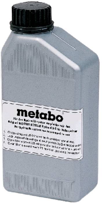 Graue Kunststoffflasche mit schwarzem Deckel, mit der Aufschrift "metabo", dargestellt als Produktbehälter auf weißem Hintergrund.