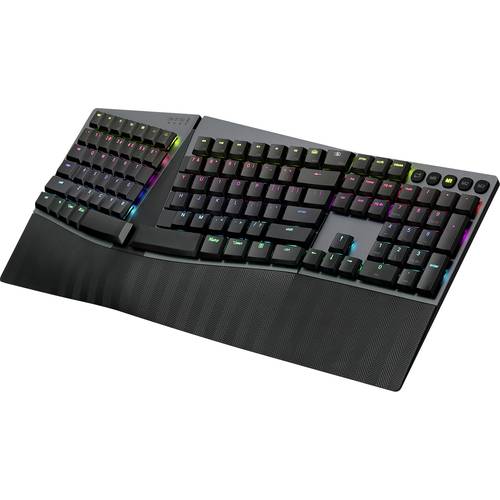 Thumbnail - Perixx PERIBOARD-835 BR DE Bluetooth® Tastatur Deutsch, QWERTZ Schwarz Wiederaufladbar, Beleuchtet, Ergonomisch