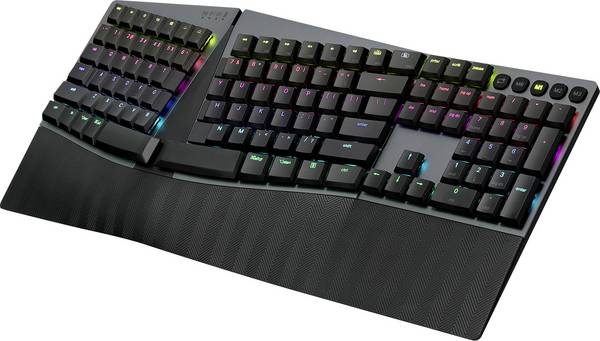 Perixx PERIBOARD-835 BR DE Bluetooth® Tastatur Deutsch, QWERTZ Schwarz Wiederaufladbar, Beleuchtet, Ergonomisch