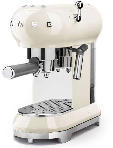 SMEG Siebträgermaschine 50s Retro Beige Espressomaschine mit Siebträger Beige 1350 W mit Milchaufschäumdüse