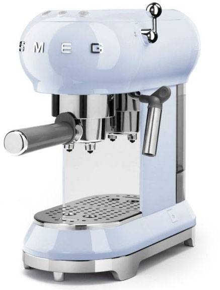 SMEG Siebträgermaschine 50s Retro Hellblau Espressomaschine mit Siebträger Hellblau 1350 W mit Milchaufschäumdüse