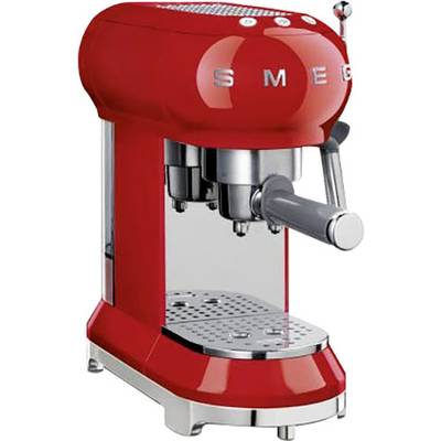  SMEG Siebträgermaschine 50's Retro Rot Espressomaschine mit Siebträger Rot 1350 W mit Milchaufschäumdüse
