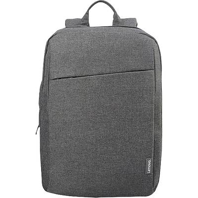Grau-schwarzer Lenovo-Rucksack mit Reißverschluss, schlichtem Design und Tragegriff, geeignet für Laptops und tägliche Nutzung.