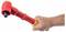 Die Hand einer Person hält ein rotes und gelbes flexibles Ratschenwerkzeug, das seinen ergonomischen Griff und den winkligen Kopf zur einfachen Handhabung zeigt.