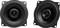 Ein Paar schwarze JBL Lautsprecher mit rotem Logo, geeignet für Auto-Audiosysteme, in quadratischer Form mit runden Membranen.