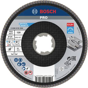 Bosch Accessories 2608619204 Fächerschleifscheibe Durchmesser 125 mm Körnung (num)=120 1 St.
