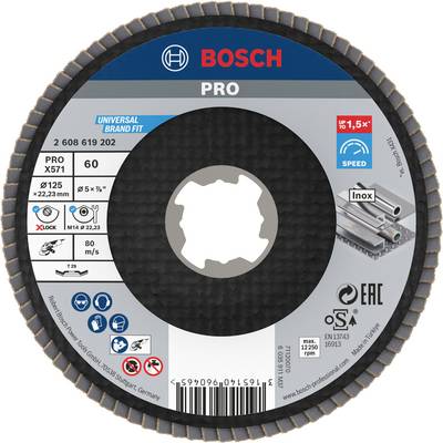 'Bosch Trennscheibe für Inox, PRO X571, Durchmesser 125 mm, Bohrung 22,23 mm, Max. Geschwindigkeit 80 m/s bei 12.200 U/min.'