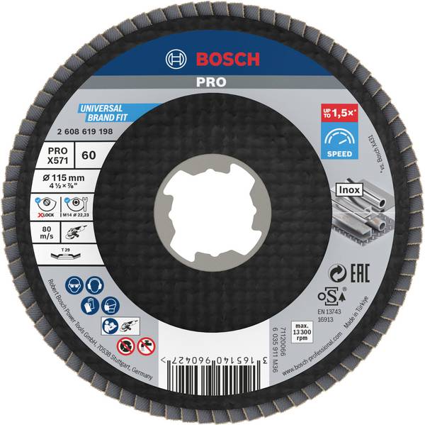 Bosch Accessories 2608619198 Fächerschleifscheibe Durchmesser 115 cm Körnung (num)=60 1 St.