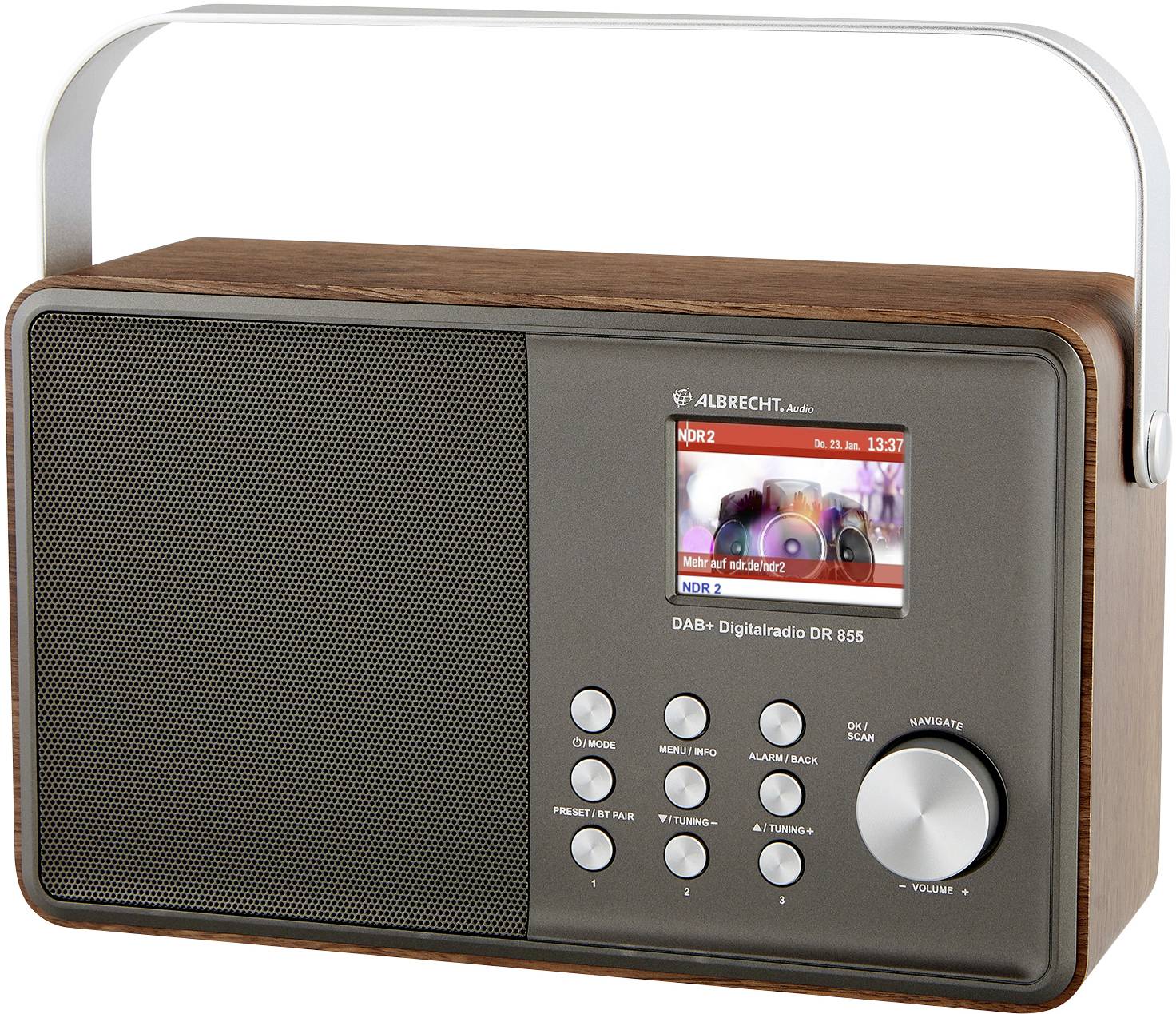 ALBRECHT DR 855 DAB+/UKW/Bluetooth Tischradio DAB+, UKW DAB+, UKW Silber, Holz