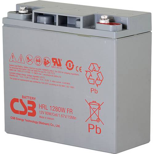 Thumbnail - CSB Battery HRL 1280W high-rate longlife HRL1280W-FR Bleiakku 12 V 20 Ah Blei-Vlies (AGM) (B x H x T) 181 x 167 x 76 mm ...