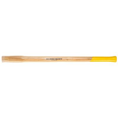 Ein Holzstiel mit gelbem Ende der Marke Ochsenkopf, geeignet für Werkzeuge wie Hämmer oder Äxte.
