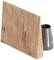 Holzstück mit konischer Metallhülse nebeneinander stehend.