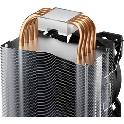 'Kühler mit Kupfer-Heatpipes und Aluminiumlamellen zur Wärmeableitung, geeignet für den Einsatz in Computern zur CPU-Kühlung.'