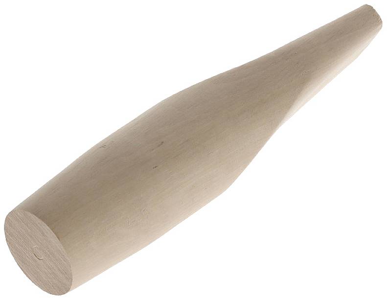 Ein hölzerner Besenstiel in zylindrischer Form liegt seitlich vor einem weißen Hintergrund.