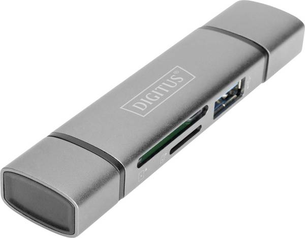 Digitus DA-70886 Externer Speicherkartenleser / Hub  USB-A (USB 3.0), USB-A, USB-C® Grau