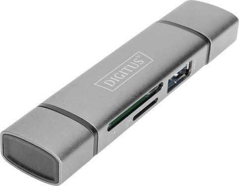 Digitus DA-70886 Externer Speicherkartenleser / Hub USB-A (USB 3.0), USB-A, USB-C® Grau