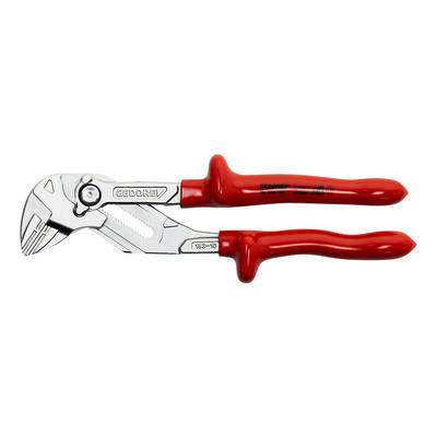 Rote Wasserpumpenzange mit verstellbarem Metallkopf und kräftigen Griffen, geeignet zum Greifen und Halten von Rohren und Muttern.