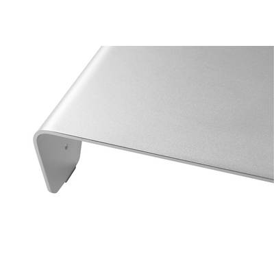 Minimalistischer Aluminium-Laptopständer in gebogener Form, geeignet zur Belüftung und Ergonomieverbesserung auf Schreibtischen.