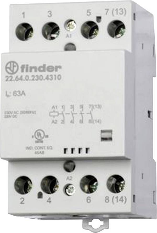 Finder 22.64.0.024.4717 Installationsschütz 3 Schließer, 1 Öffner 24 V mit Hilfskontakt 1 St.
