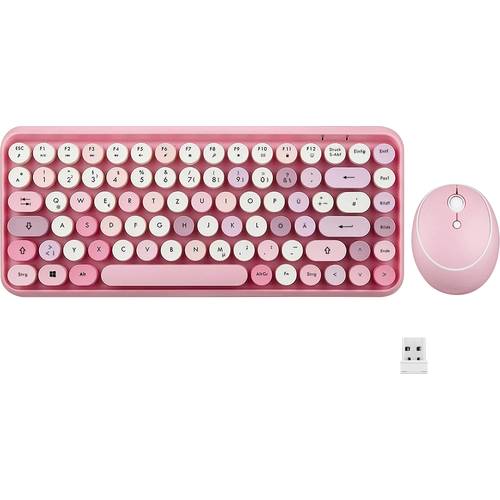 Thumbnail - Perixx PERIDUO-713 Pink DE Funk Tastatur, Maus-Set Deutsch, QWERTZ Pink, Rosa
