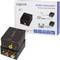 'LogiLink Audio Converter' zeigt die Verpackung und das Gerät. Es wandelt analoge in digitale Signale um, mit SPDIF/COAX-Anschlüssen.