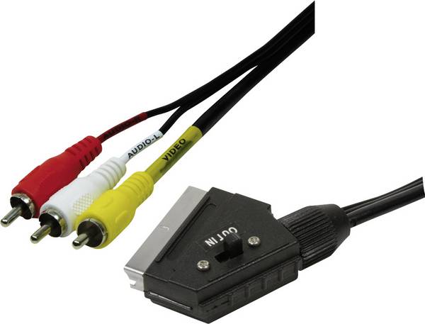 LogiLink SCART / Cinch TV, Receiver Anschlusskabel [1x SCART-Stecker - 3x Cinch-Stecker] 2 m Schwarz