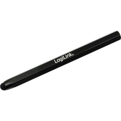 Ein schwarzer LogiLink Stylus-Pen mit einem runden Ende, geeignet für Touchscreens.