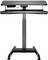 Höhenverstellbarer schwarzer Stehtisch mit Tastaturablage, ideal für ergonomische Arbeitsplätze im Büro oder Homeoffice.